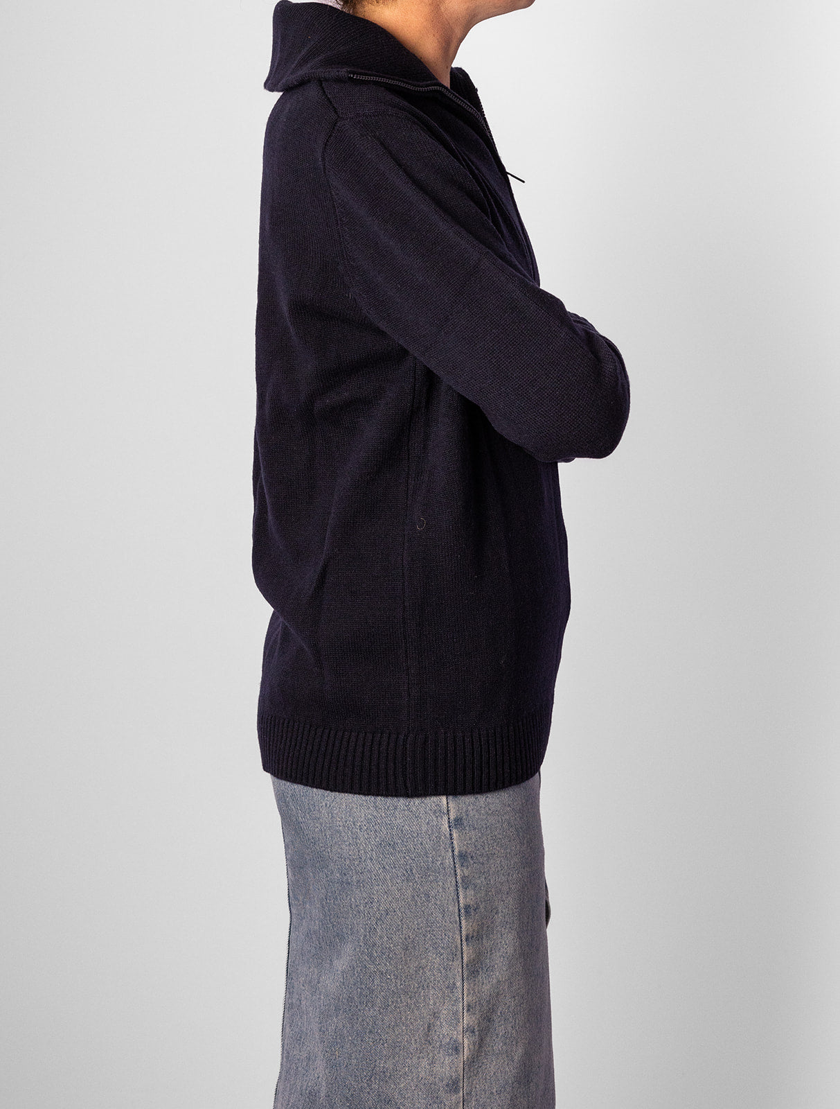 Navy Zip Collar Jumper