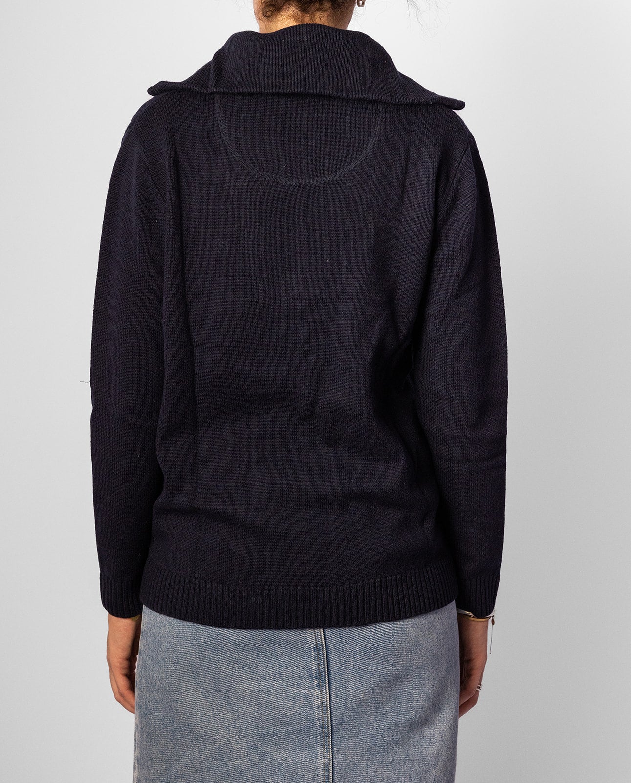 Navy Zip Collar Jumper