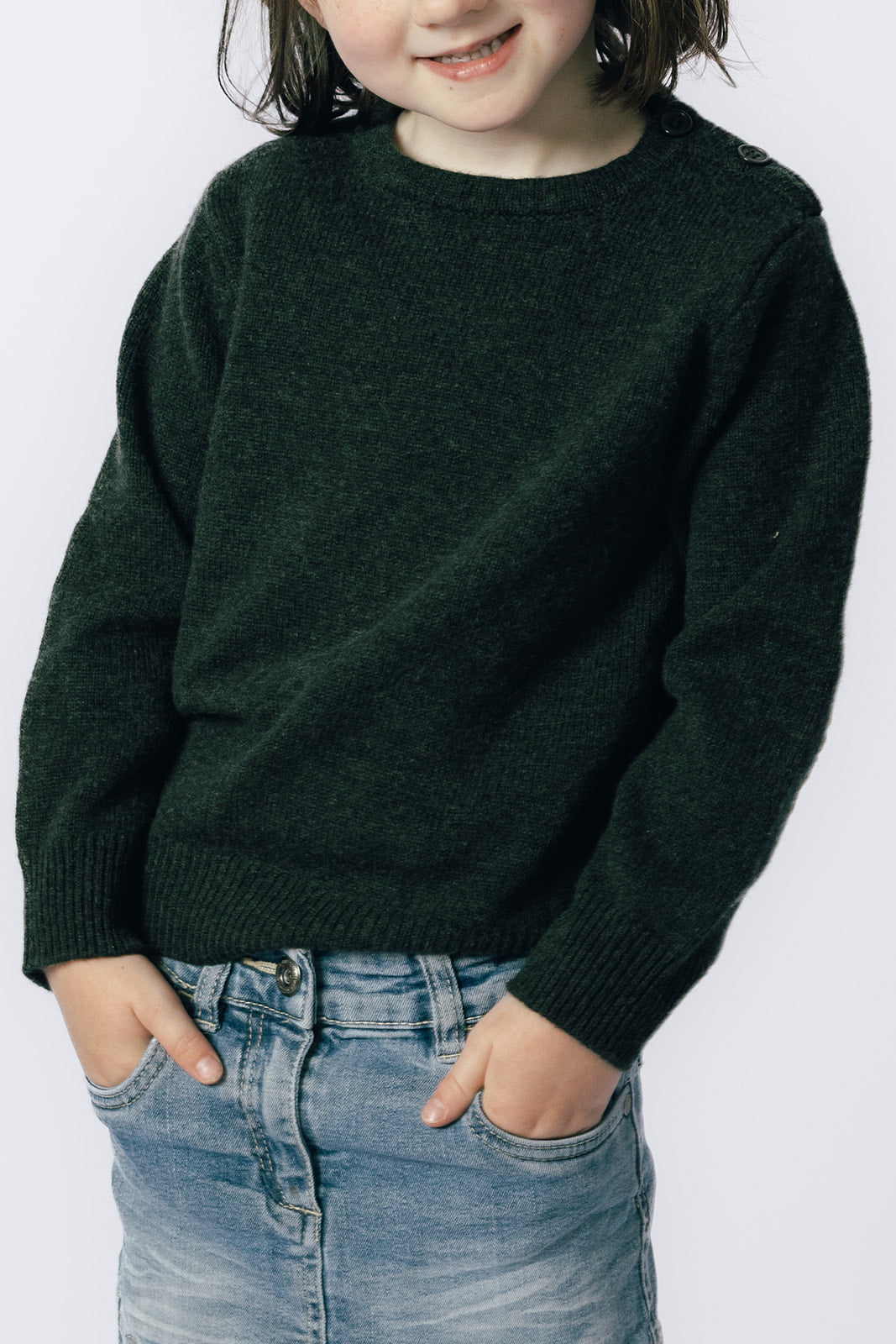 Forest Green Freddie Crew Neck Jumper with Tan Patches