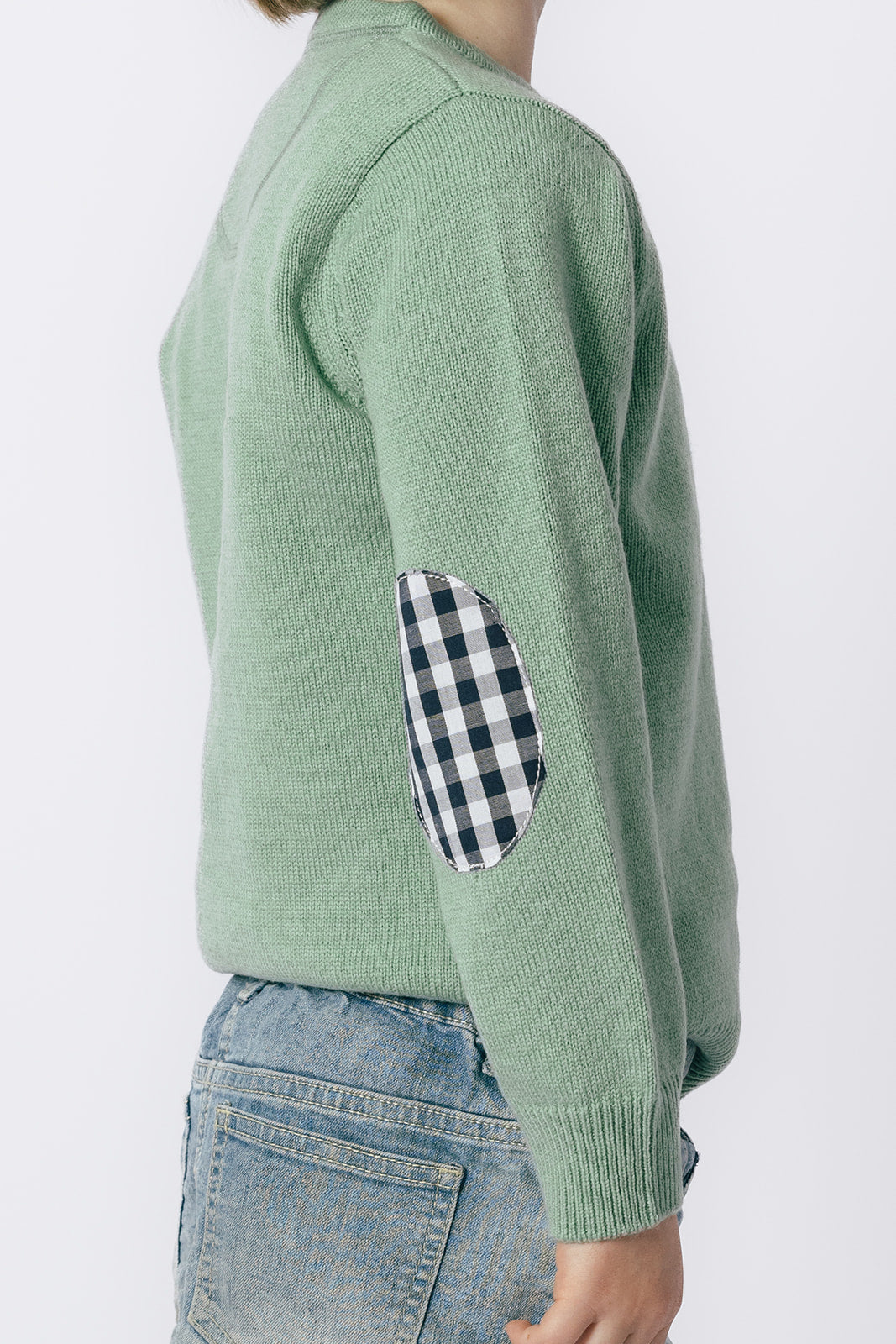 Mint Freddie Jumper with Gingham Patches
