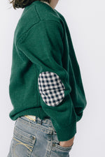 Load image into Gallery viewer, Peacock Green Freddie with Navy and White Gingham Patches
