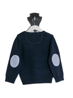 Load image into Gallery viewer, Navy Freddie Crew Neck Jumper with Blue and White Stripe Patches
